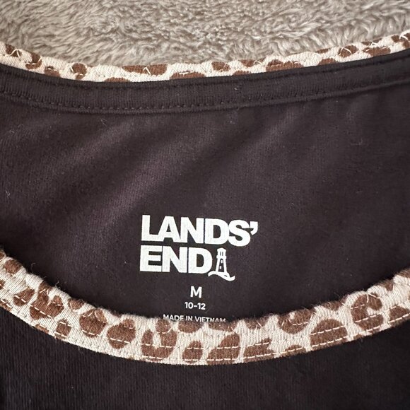 Lands' End Pajamas Set Medium 10/12 Women's Animal Print Pants Shirt - Picture 3 of 6
